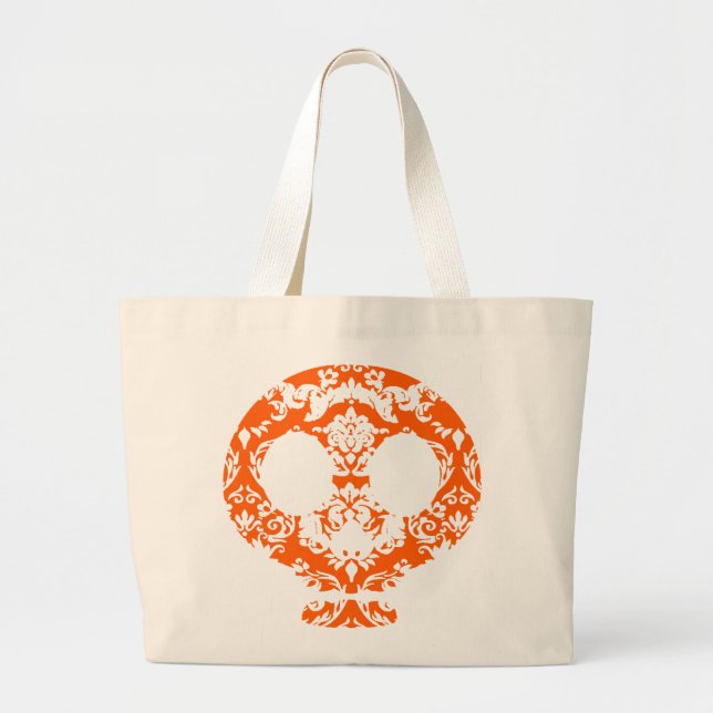 Elegant Damask Lace Goth Skull Tote (Front)