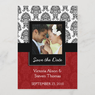 Elegant Damask Lovers Wedding Invitation (Ruby Red