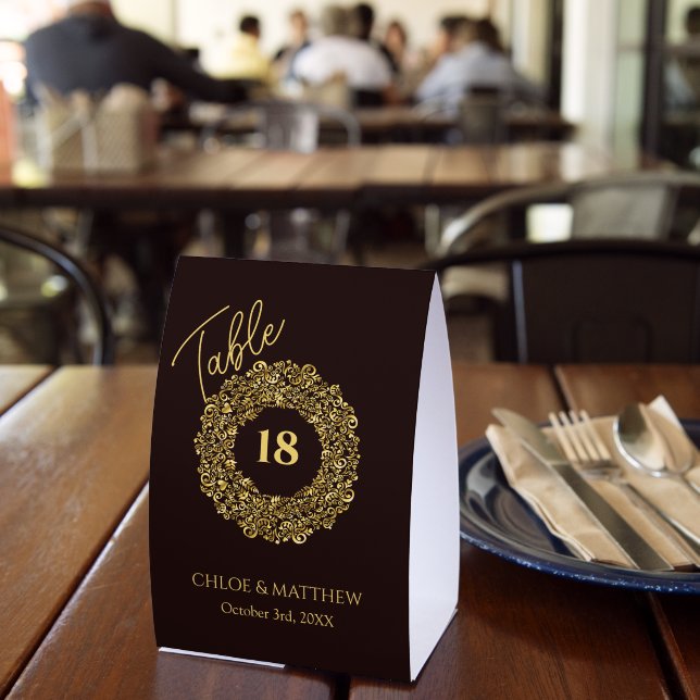 Elegant Damask  Maroon Wedding Table Number card (Insitu(Restaurant))