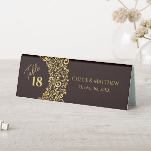 Elegant Damask Maroon Wedding Table Number card