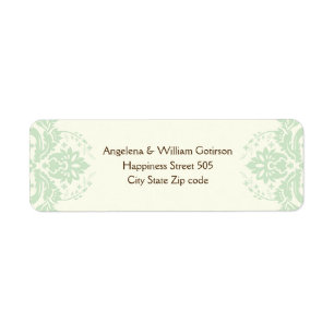 Elegant damask mint green, brown, ivory wedding