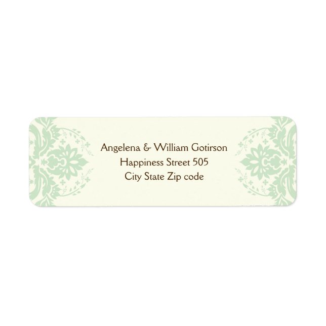 Elegant damask mint green, brown, ivory wedding (Front)