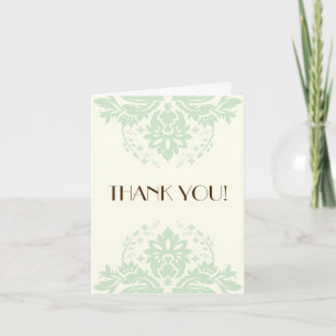 Elegant damask mint green, ivory wedding Thank You Card