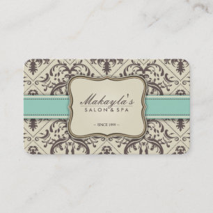 Elegant Damask Modern Brown, Green and Beige Business Card