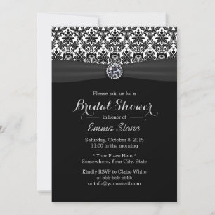 Elegant Damask Modern Diamond Bridal Shower Invitation