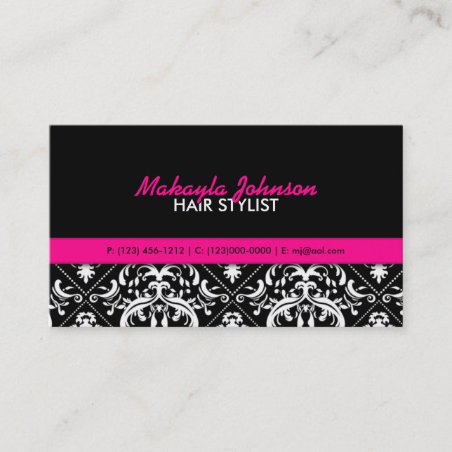 Elegant Damask Modern & Stylish Business Card (Front)