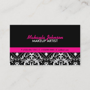 Elegant Damask Modern & Stylish Makeup Artist Business Card