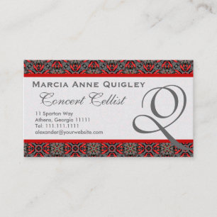 Elegant Damask Monogram Q Business Cards