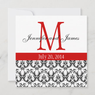 Elegant Damask Monogram Wedding Invitation Red