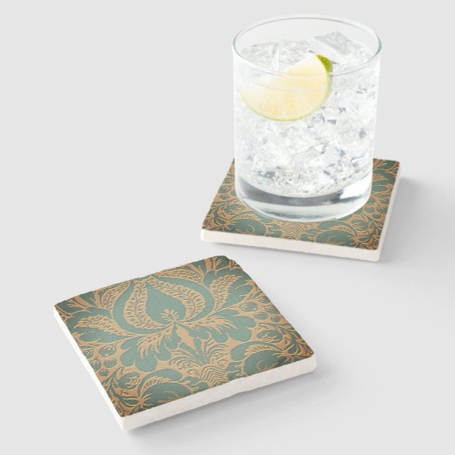Elegant Damask Mother's Day Stone Coaster (Side)