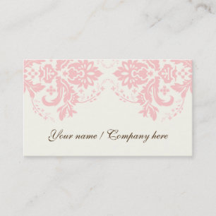 Elegant damask motif light pink ivory business card