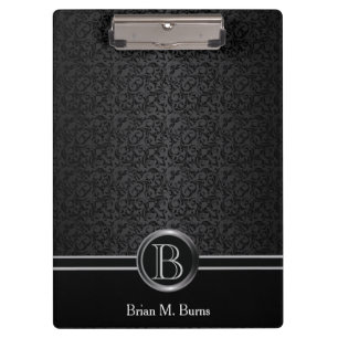 Elegant Damask Pattern DIY Monogram Clipboard