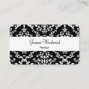 Elegant Damask Pattern Realtor Theme Business Card