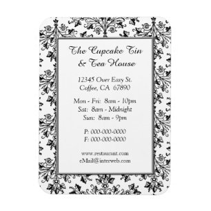 Elegant Damask Pattern Restaurant Custom Magnet
