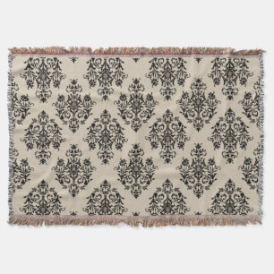 Elegant Damask Pattern Throw Blanket