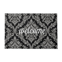 Elegant Damask Pattern "Welcome" Doormat