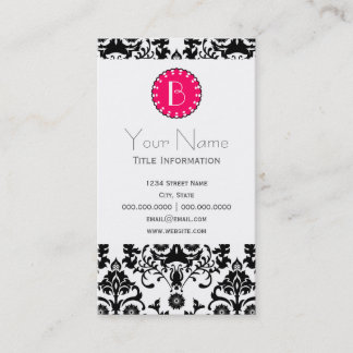 Elegant Damask Pattern with Monogram Business Card