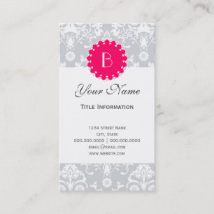 Elegant Damask Pattern with Monogram Business Card