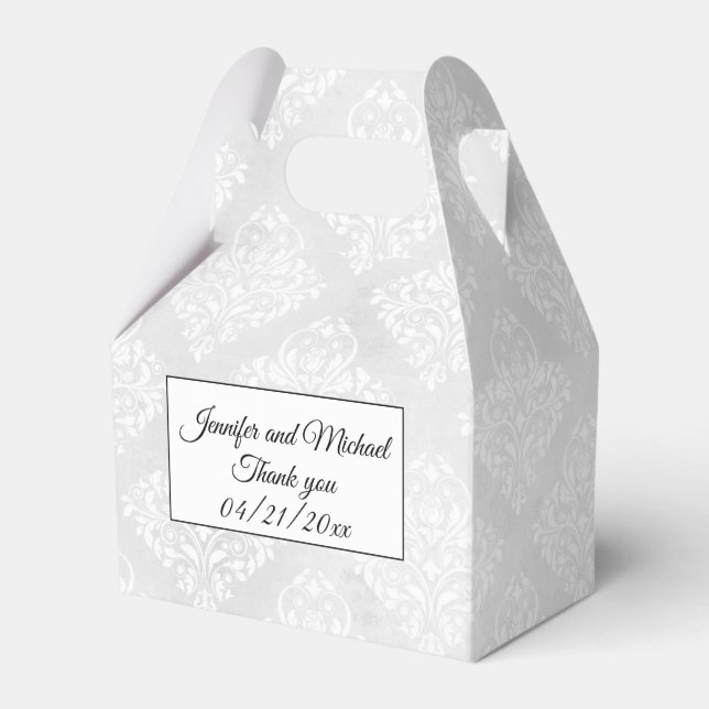 Elegant Damask Personalise Names Wedding Favour Box (Front Side)
