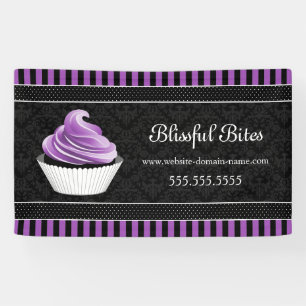 Elegant Damask Purple Cupcake  Banner