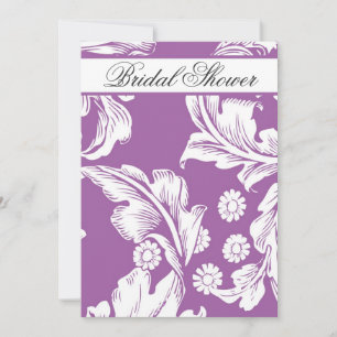 elegant damask purple floral bridal shower invites