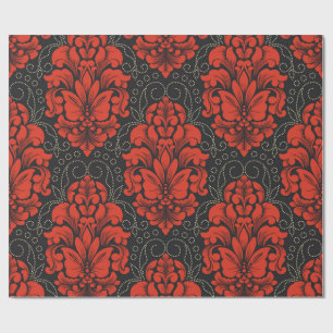 Elegant Damask Red and black wrapping paper roll
