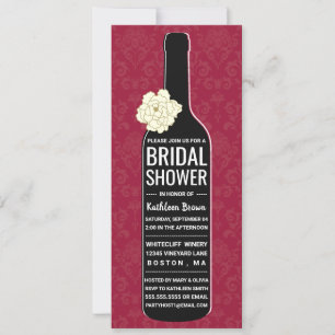 Elegant Damask   Red Wine Bridal Shower Invitation