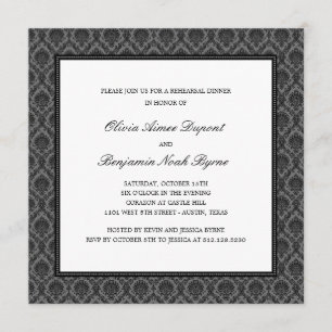 Elegant Damask Rehearsal Dinner Invitation