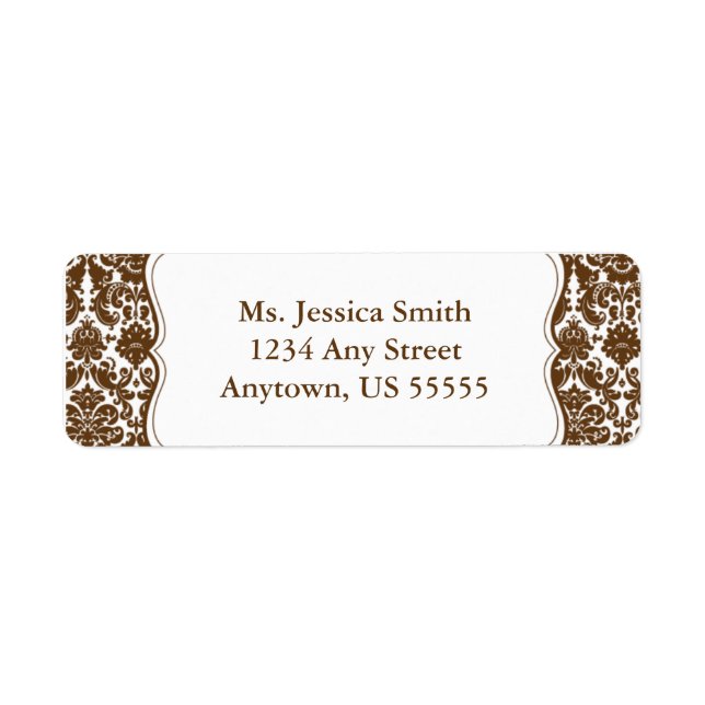 Elegant Damask Return Address Label (Front)