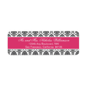 Elegant Damask Return Address Label (fuchsia)