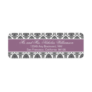 Elegant Damask Return Address Label (purple)