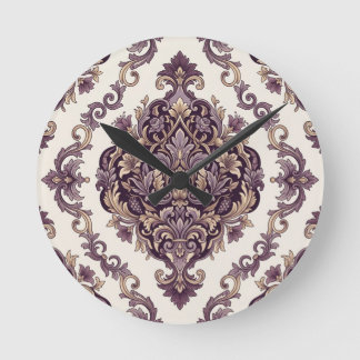 Elegant Damask Round Clock