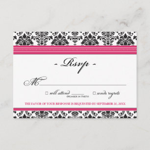 Elegant Damask RSVP Card (fuchsia)