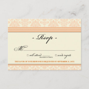 Elegant Damask RSVP Card (peach/cream)