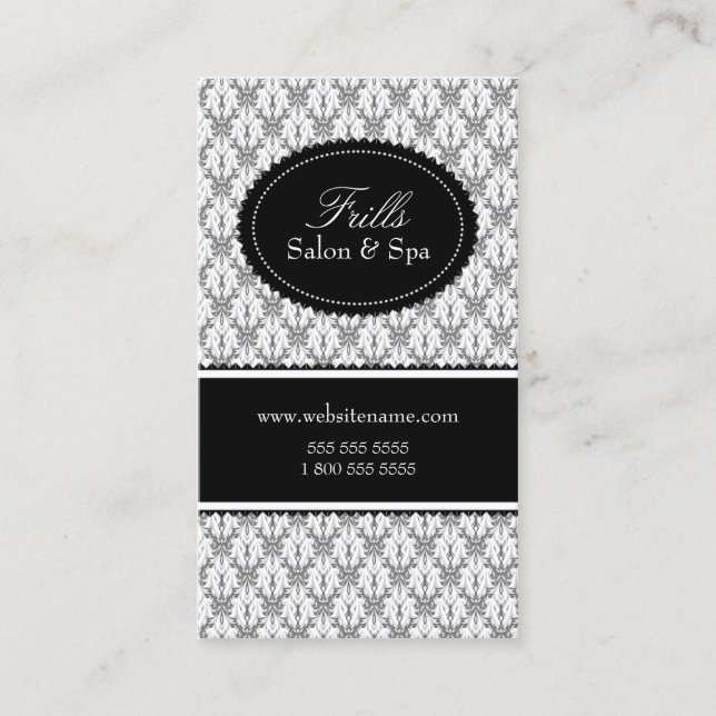 Elegant Damask Salon Appointment Card (Front)