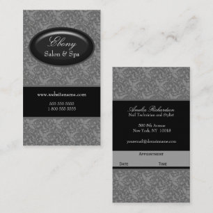 Elegant Damask Salon Grey Appointment Card