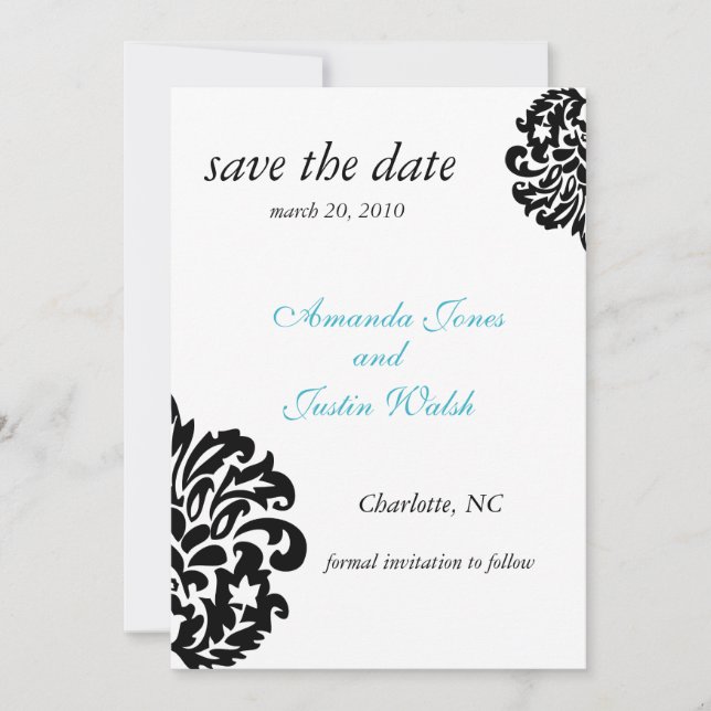 elegant damask save the date (Front)