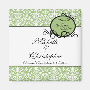 Elegant Damask Save The Date Magnet