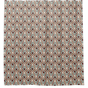 Elegant damask style - teal & brown color shower curtain