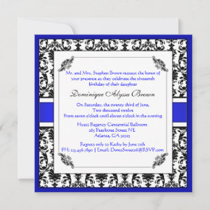 Elegant Damask Swirl Invite [Blue]