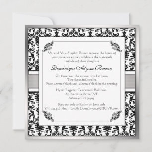 Elegant Damask Swirl Invite [Silver]