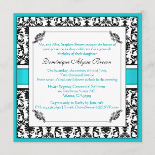 Elegant Damask Swirl Invite [Teal]