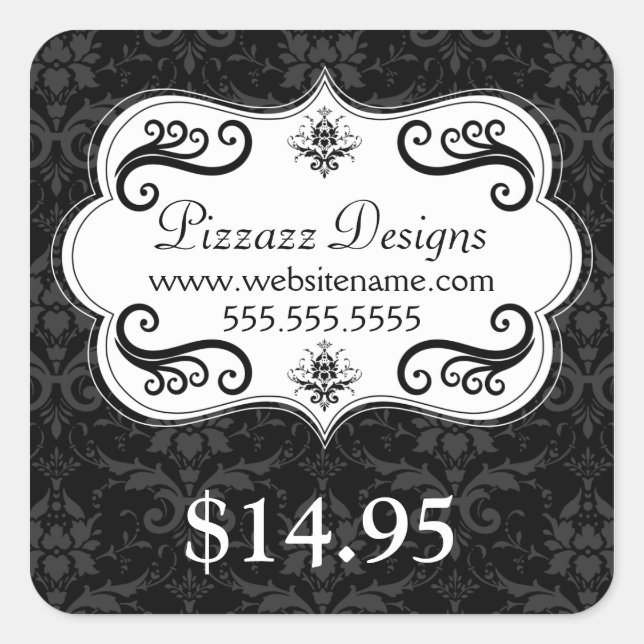 Elegant Damask Swirls Price Tag (Front)