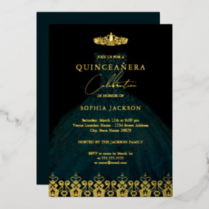 Elegant Damask Tiara Emerald Gold Quinceanera