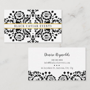 ELEGANT DAMASK vintage pattern gold black white Business Card