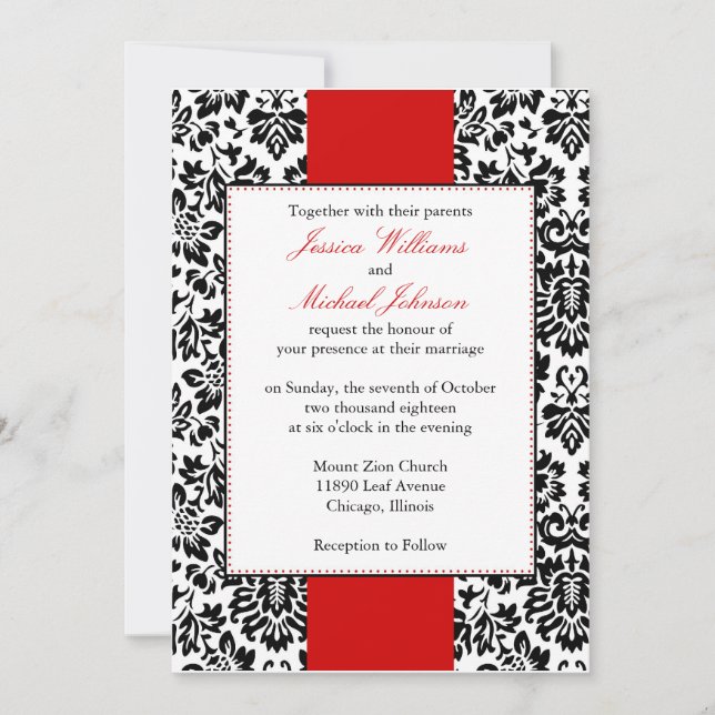 Elegant Damask Wedding Invitation (Front)