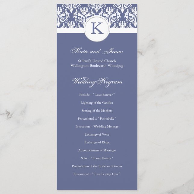 Elegant Damask Wedding Program Programme (Front)