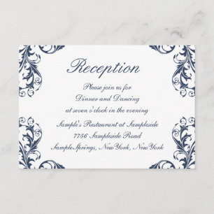 Elegant Damask Wedding Reception Card