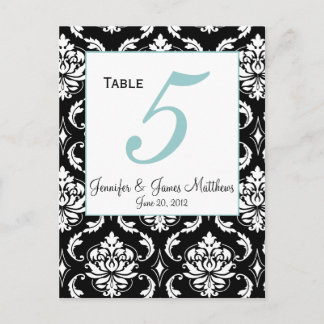 Elegant Damask Wedding Table Number Card