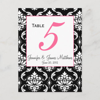 Elegant Damask Wedding Table Number Card